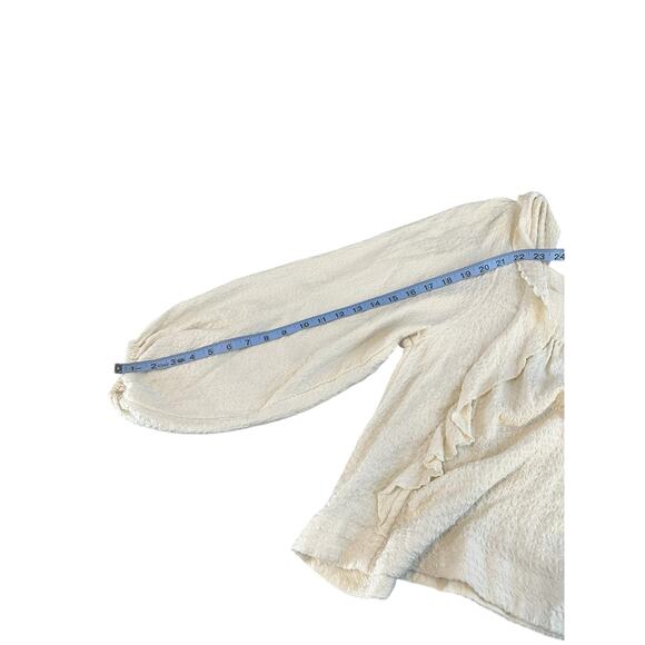 Free People White Ruffle Front Boho Square Neck Long Sleeve Blouse Size XS - Picture 11 of 12